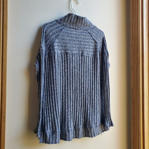 FREE PEOPLE Blue Ribbed Ruffled Sweater - Picture 14 of 16
